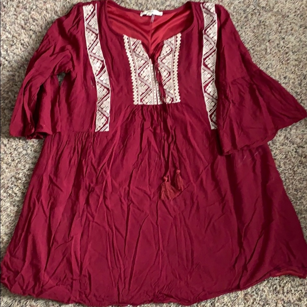 Boutique Embroidered flutter sleeve dress!